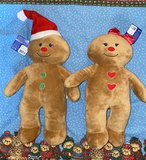NEW w Tags Build A Bear Set 2 Gingerbread Boy Girl Plush Doll Xmas 16" Man Lady