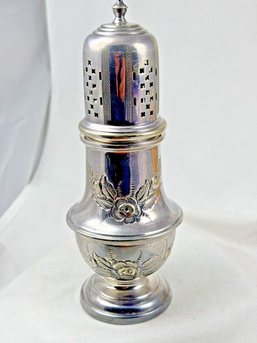 Silver Plate England Muffineer Sugar Spice Shaker Israel Freeman Signed - Picture 7 of 12
