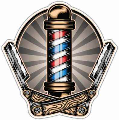 Barber Shop Haircut Shaving Razor Blades Car Bumper Vinyl Sticker Decal 4''X5''