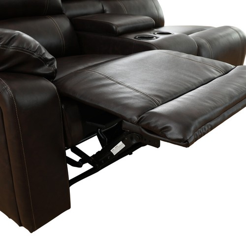 Brown Leather 2-Recliners Sectional Set/ Cupholders/Console Storage - Picture 13 of 24