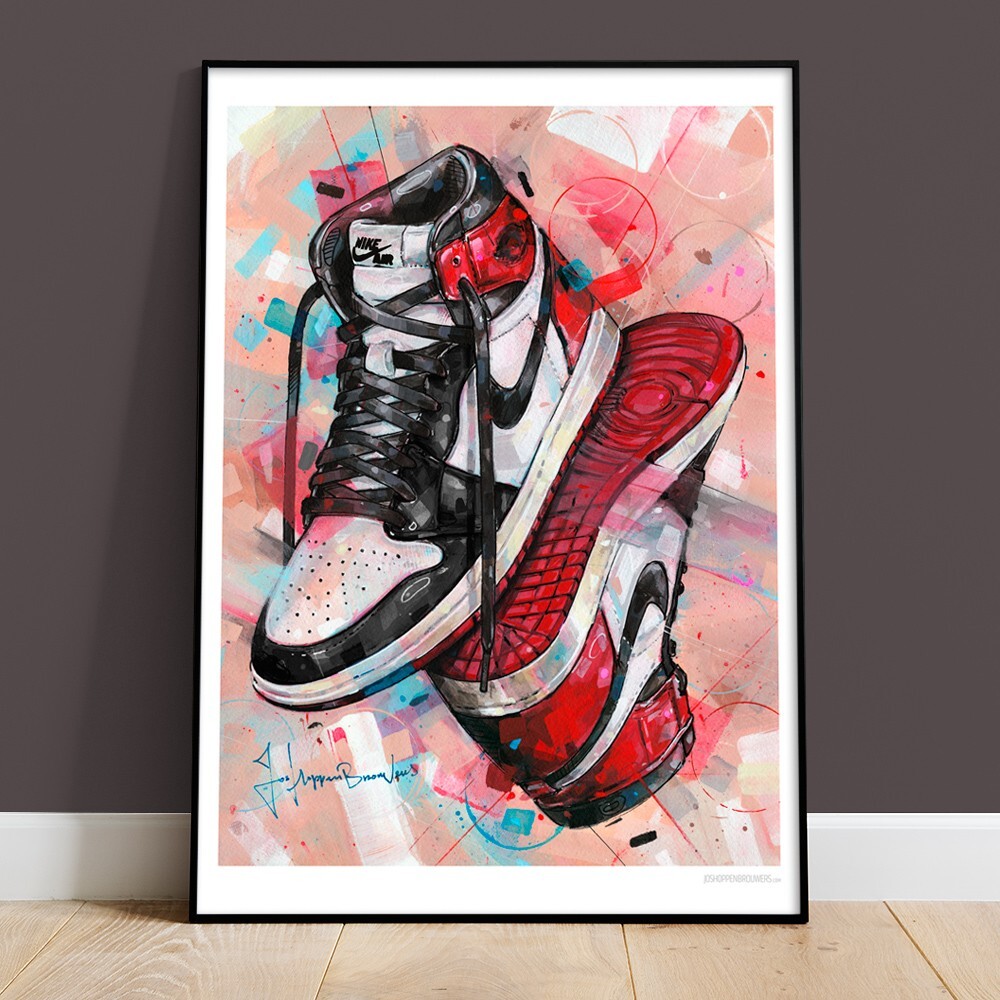 Nike air Jordan 1 Bred toe poster (50x70cm / 19.68×27.56 inch) | eBay