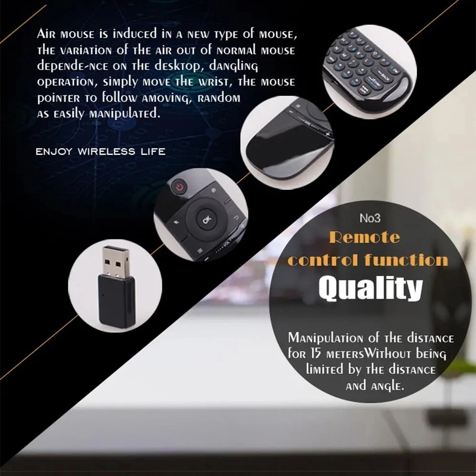 Wireless Remote Control Keyboard IR Remote Air Mouse For KODI Android TV Box - Image 4 of 4