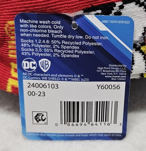 Justice League Boys No Show Graphic Socks, 6-Pack, Size S( Shoe Size 4.5-8.5)New - Picture 7 of 11