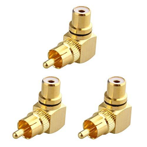 Jopto 3PCS Rca Maschio a Rca Femmina 90 Gradi Angolo Retto Adattatore Ad (j7Y)