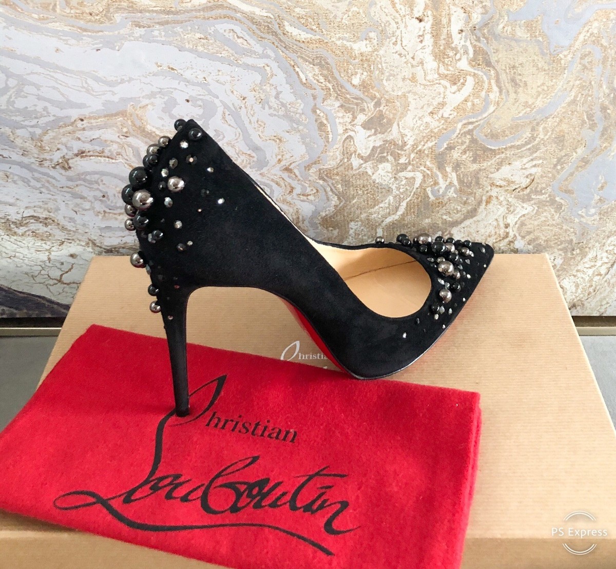 Christian Louboutin Embellished Pearl Suede Pump Sz 39 | eBay