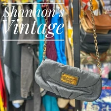 Marc Jacobs Classic Q Karlie Genuine Pebbled Leather Chain Crossbody Purse Bag