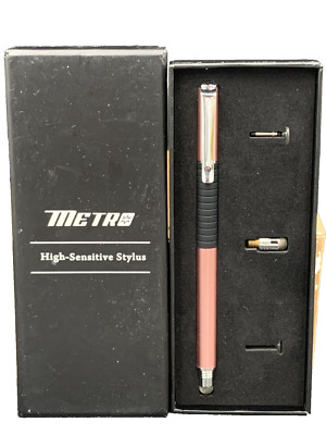 NIB Metro High-Sensitive Stylus Rose Gold Pen Disc and Fiber Tip 2-in-1 Series