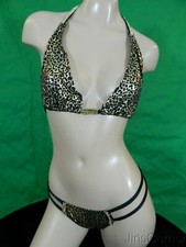 Exotic dancer stripper leopard print two piece bikini dance outfit - dancewear