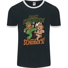 Screw Valentines Day Funny St Patricks Mens Ringer T-Shirt FotL