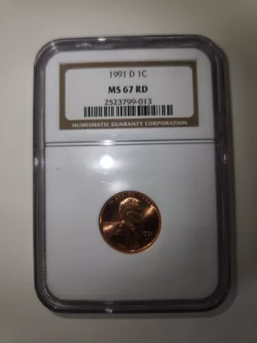 1991D Lincoln Cent NGC MS67 Plenty of Luster!