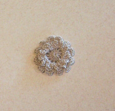 Crochet Taupe 2-Layered Mum Flower Applique X-Small Sewing
