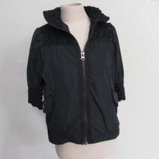 Luii Womens Sm Poly Black Zip 3/4 Sleeve Windbreaker Jacket New $150