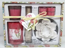 Chesapeake Bay Candle, Gift Set. Pillar Candle, Diffuser Oil, 6 reeds, Ribbed Vo