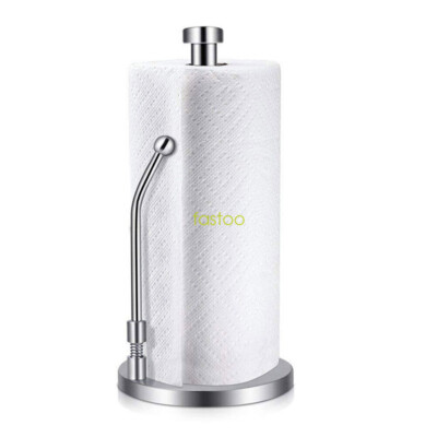 Stainless Steel Roll Paper Towel Holder Kitchen Vertical Roll Tissue Stand Rack