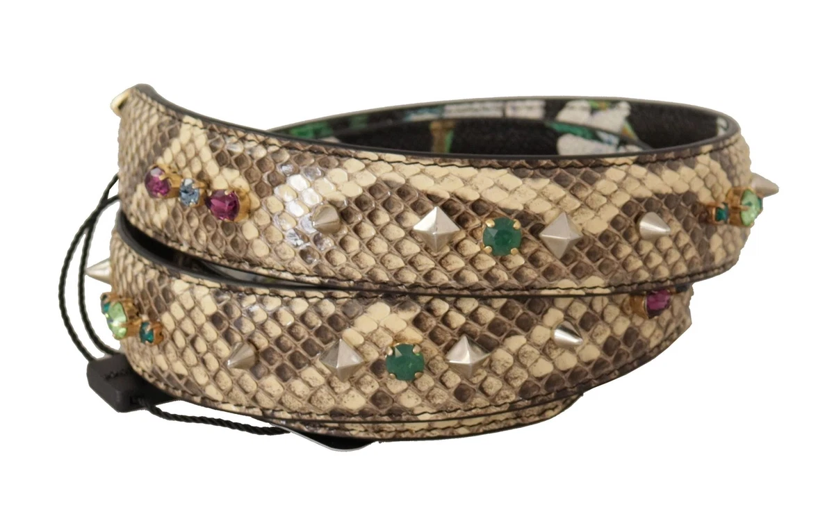 Dolce Gabbana Women Beige Shoulder Strap Leather Snake Skin