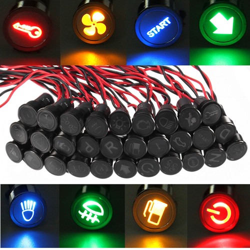 8-16mm 12V-36V Voiture LED Icône Indicateur Tableau Bord Voyant D'avertissement - Bild 4 von 35