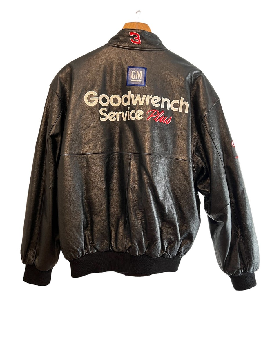 VTG Leather NASCAR Racing Dale Earnhardt Black Snap Jacket JH