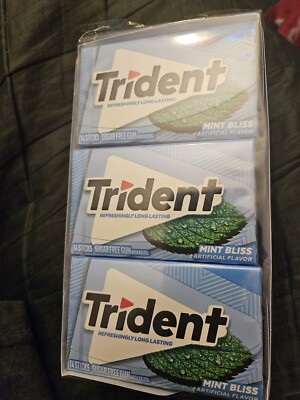  12 Packs Trident Mint Bliss Sugar Free Gum - 14 Sticks Per Pack (Case)