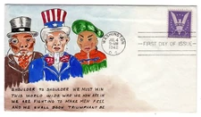 #905 Win the War 1942 WWII First Day Cover - Hand-painted Swartz