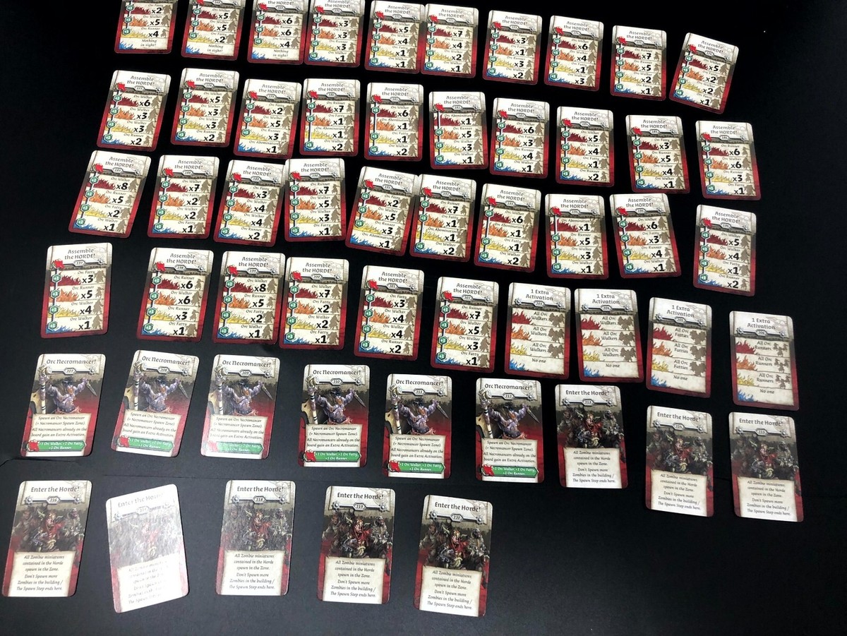 Zombicide Green Horde - Base Game - Complete Set of 54 Spawn Cards