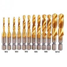 12Pcs Compound Metric Tap Drill Bits Screw Thread Hex Shank Machine Tap Bit Tool