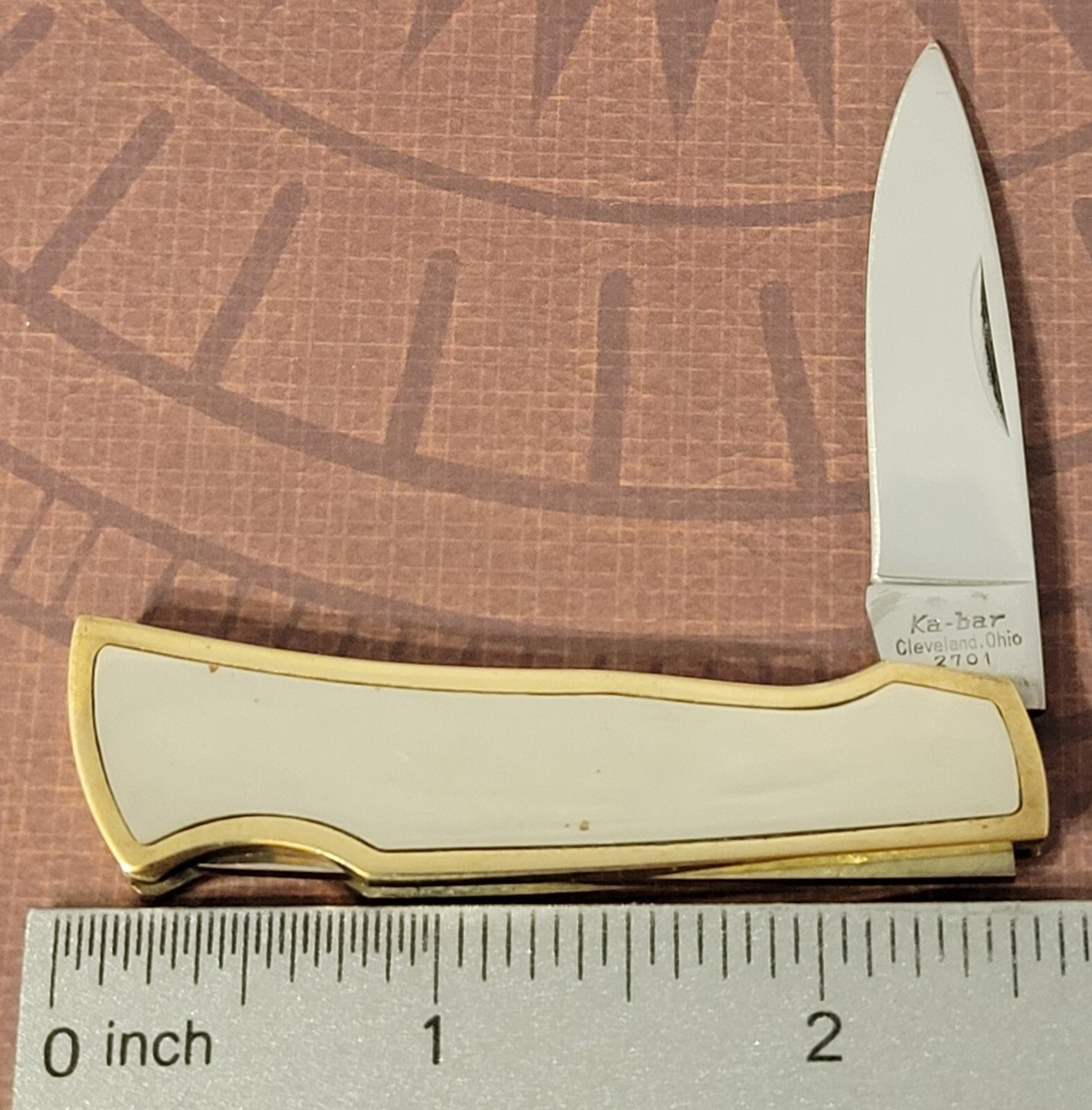 KA-BAR Knife Cleveland Ohio Japan Lockback 2701 Stainless Handle