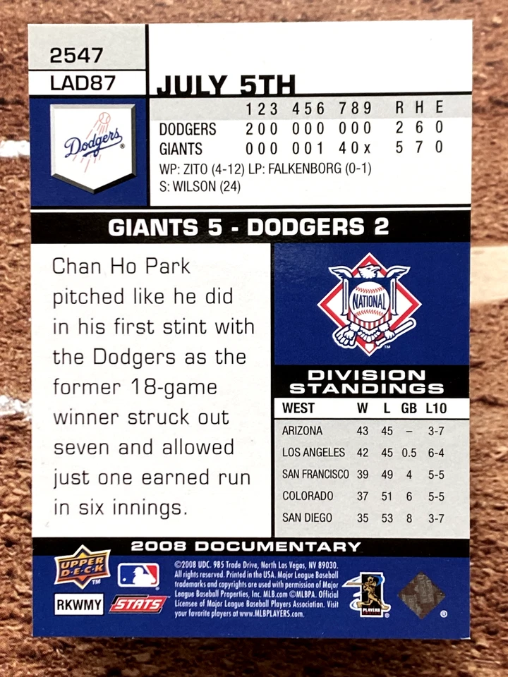 2008 Upper Deck Documentary James Loney #2547 - Image 2 of 2