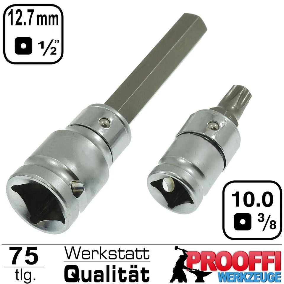 75 tlg XXL Stecknuss Bits Torx Vielzahn Ribe Innensechskant Für Inbus Schraube - Bild 2 von 4