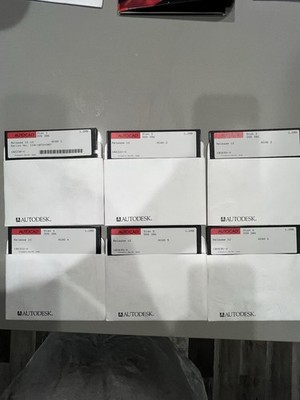 Autodesk Autocad Release 12 DOS 386 Floppy Disk Set (8) Vintage Cad