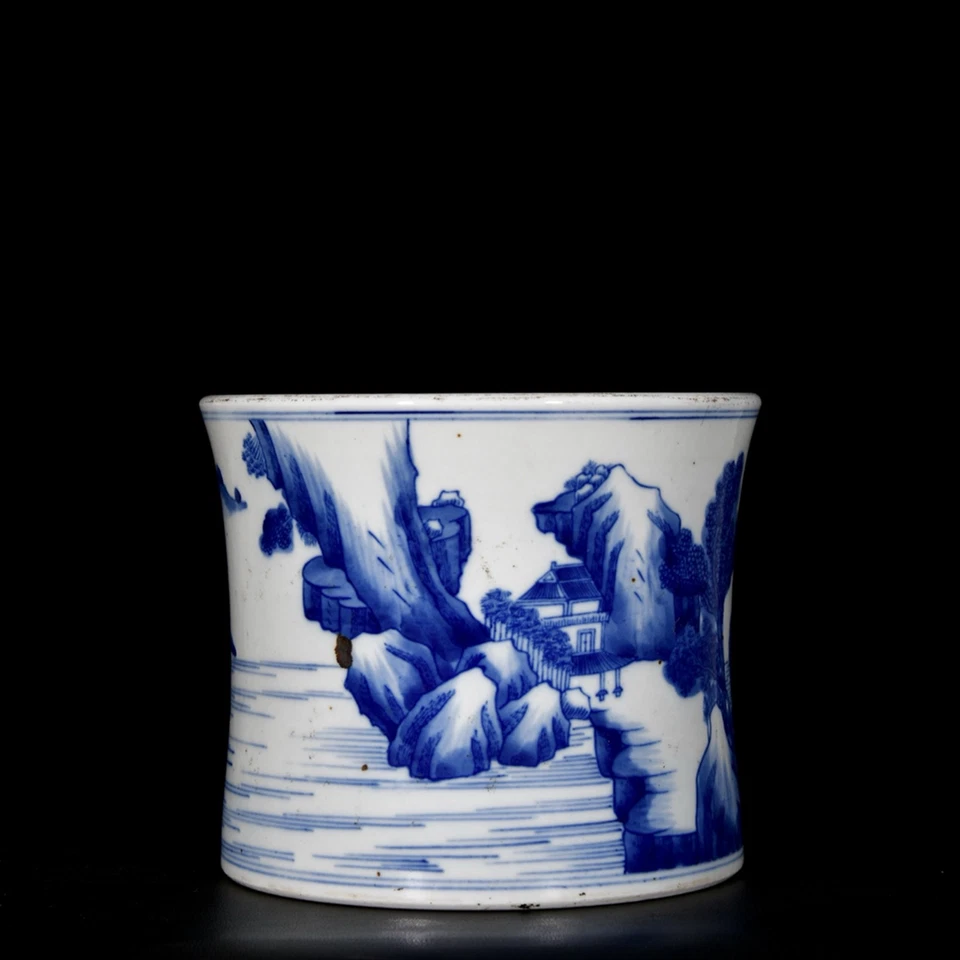 Vaso de porcelana chinês azul e branco pintado à mão padrão paisagem 101430 - Imagem 4 de 4