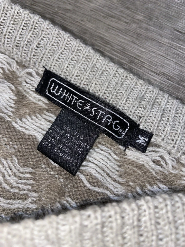 Suéter Ciervo Blanco Vintage Años 80 Navidad Azteca Geométrico Grandmacore Talla M Raro Foto 2 de 4