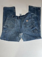 2018 Carhartt Holter Relaxed Fit Size 38x32 Jeans Workwear DISTRESSED LOOK 