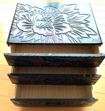 Japanische Vintage Holz Kamakura geschnitzt Kommode KOHIKIDASHI H25×B20×T21cm