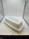VINTAGE PYREX BUTTER DISH WITH LID  BLUE & WHITE SNOWFLAKE GARLAND 1972-75