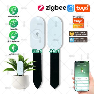 Zigbee 3.0 Soil Moisture Sensor with Temperature Humidity Monitor for Home
