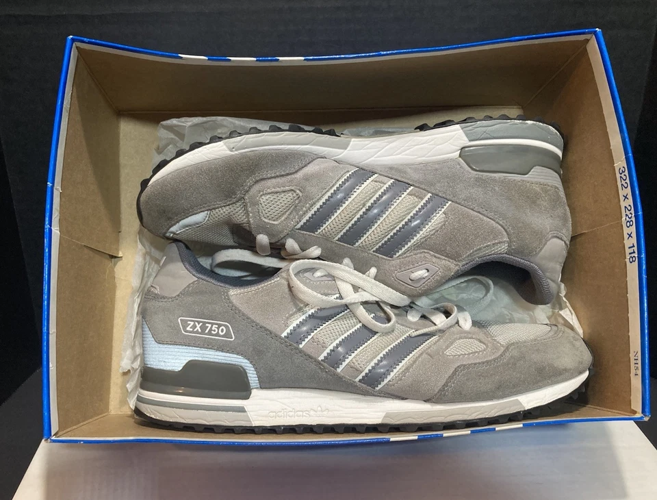 Adidas Originals ZX 750 Sneakers Shoes Gray/Chalk White Mens Sz 9.5 - Image 2 of 4