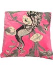 John Lewis Pink Cotton & Velvet Peacock Pattern Cushion
