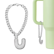 Letter Charm for Stanley Tumbler Cup, Bubble Cute Initial U Letter Charm, White