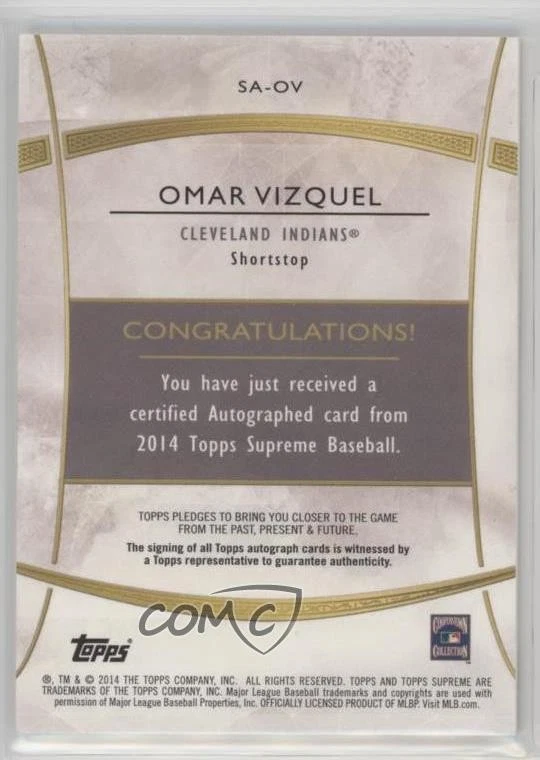 2014 Topps Supreme Auto Green /45 Omar Vizquel #SA-OV Auto - Image 2 of 2