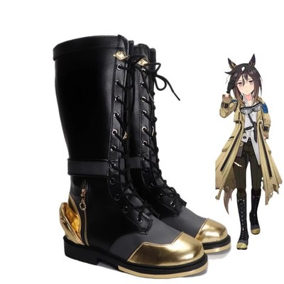 Umamusume: Pretty Derby Stay Gold PU Long Boots Lace up Flat Shoes Cosplay Prop