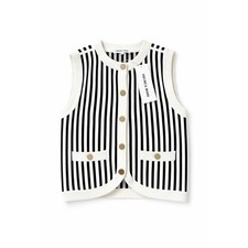 NWT Veronica Beard Leland Vest Womens Size XS Navy White Stretch Sleeveless 398