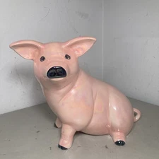Ceramic Pig Figurine Statue Shiny Glaze 15” Length 12” Height