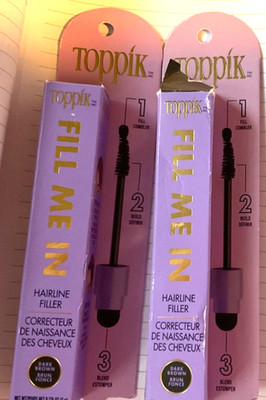 2 Toppik Fill Me In Hairline Filler Thicker Hair Dark Brown 0.176oz Brand New