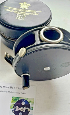 Rare Vintage Hardy 3 7/8 Inch RHW Perfect Fly Reel with Line Guide & Case