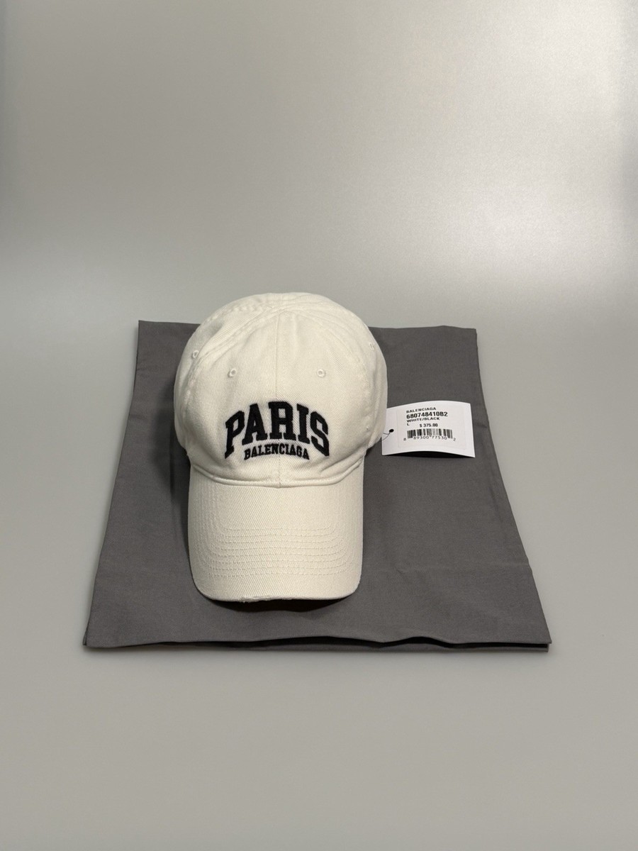 Balenciaga Men's Cities Paris Cap In White - Size Large (Authentic