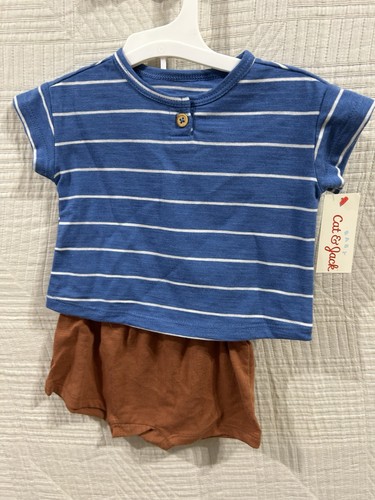 Ensemble 1 Pièce Rayé Cat & Jack Pour Garçon Taille 0/3 Mois - Pyjama Ou Body, Neuf Avec étiquettes