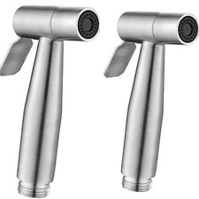 2PCS Stainless Steel Bidet Sprayer Head Handheld Toilet Cleaner Bathroom Kitchen