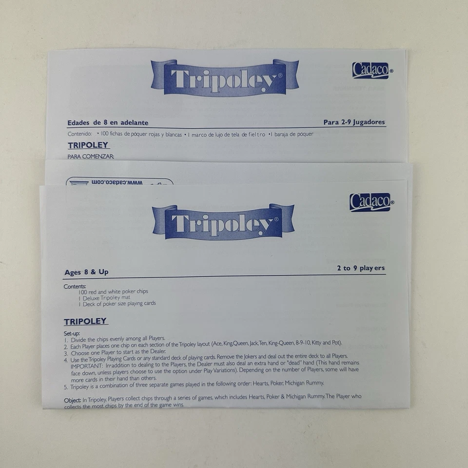 Tripoley Deluxe Mat Versión Juego de Michigan Rummy Hearts Poker por Cadaco 2007 Foto 4 de 4