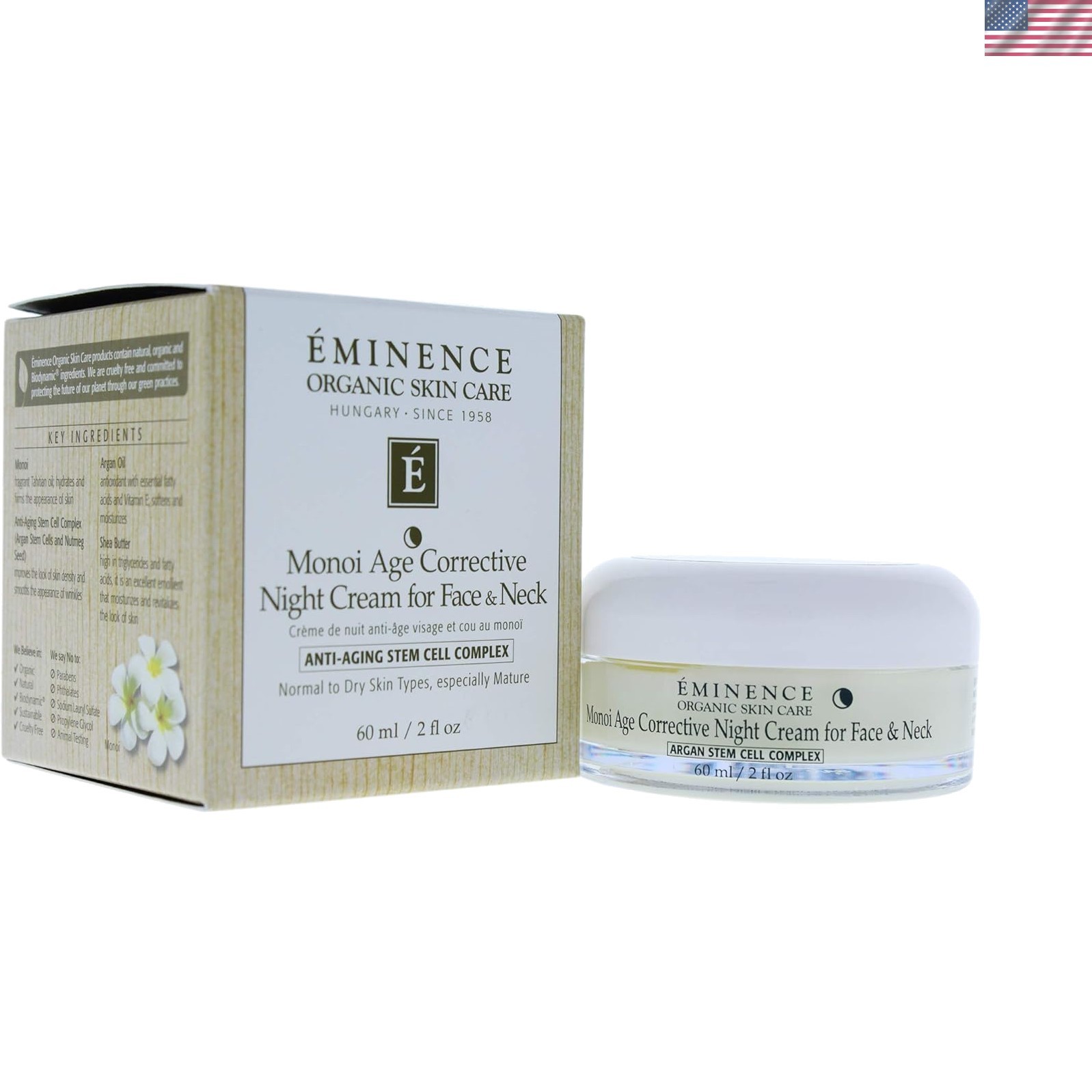 Monoi Age Corrective Night Cream - 2 oz Anti-Aging Moisturizer for Youthful Skin