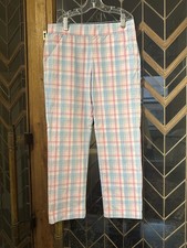 Janie and Jack Girl Pink Gingham Pants Checked Pockets Adjustable Waist Sz 12
